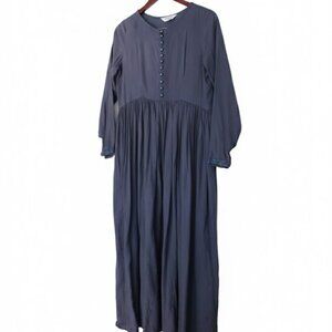 Maria.B Embroidered Cotton Linen Tunic/Dress - charcoal Blue. Medium